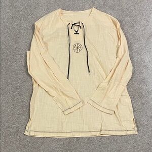 Adult Cream Lace-Up Boho Shirt